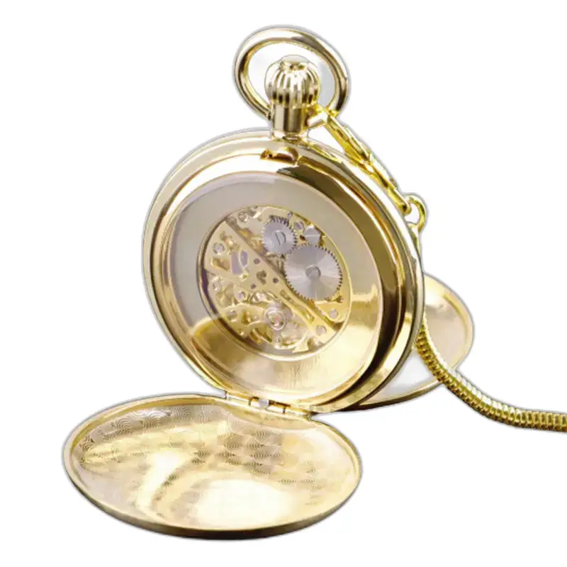 Montre à Gousset Double Chasseur Luxe Homme Femme avec un élégant cadran doré