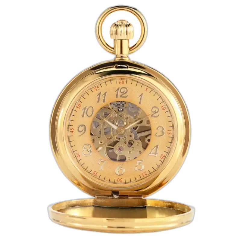 Montre à Gousset Double Clapet Luxe Or avec un élégant boîtier doré