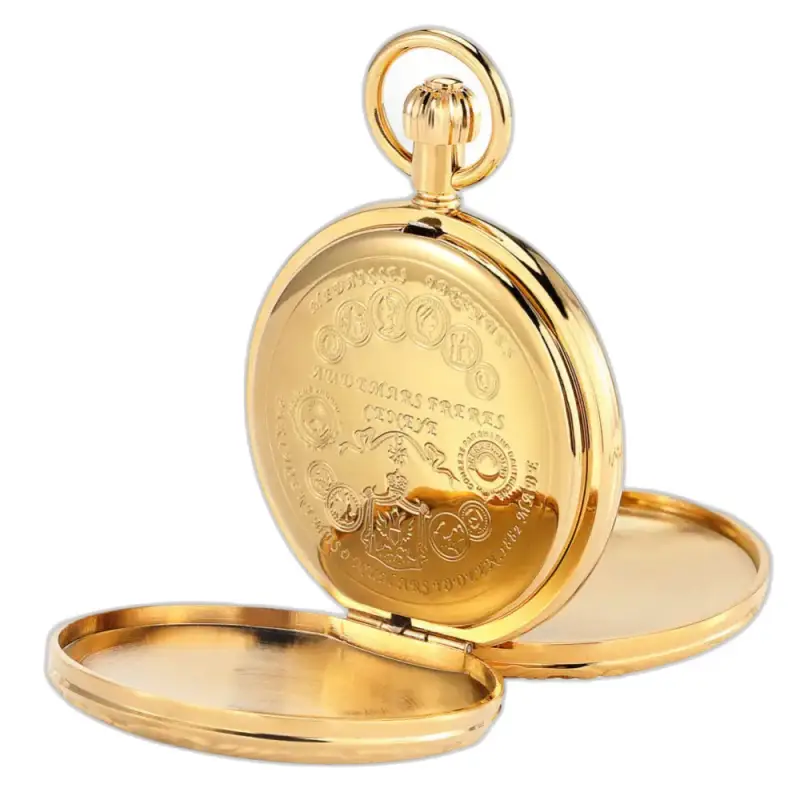 Montre à Gousset Double Clapet Luxe Or avec un élégant cadran en or ouvert