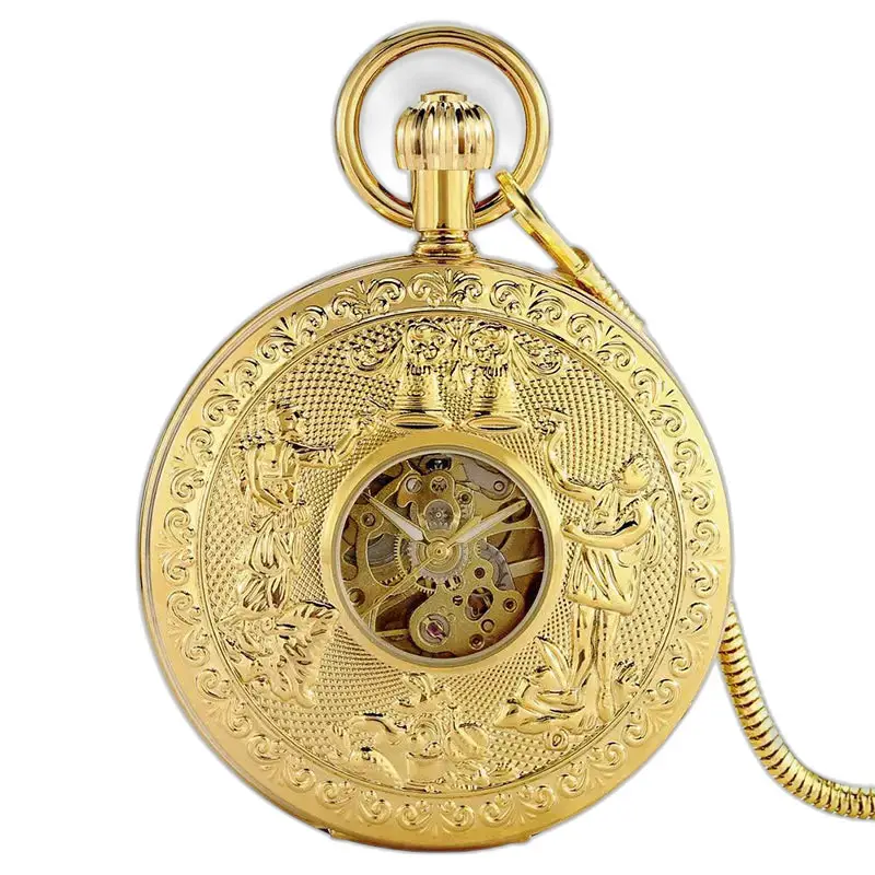 Montre à Gousset Double Demi Chasseur Automatique Luxe ornée en or