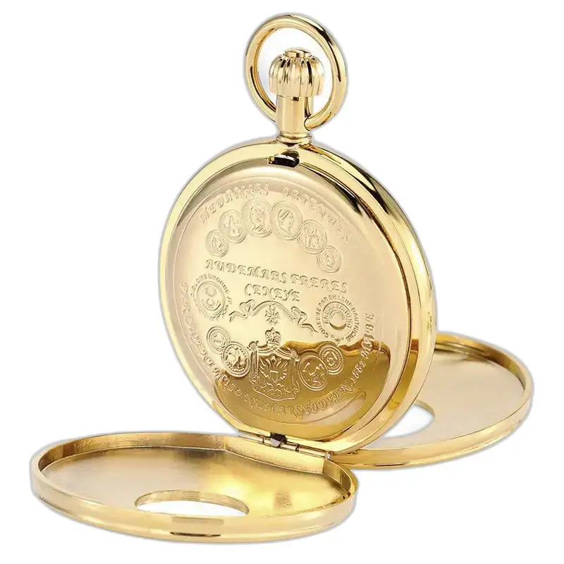 Montre à Gousset Double Demi Chasseur Automatique Luxe avec boîtier en or ouvert
