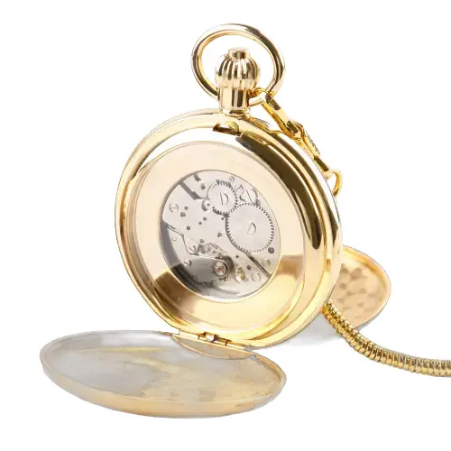Montre à gousset Double Luxury Complication avec mécanisme exposé en or