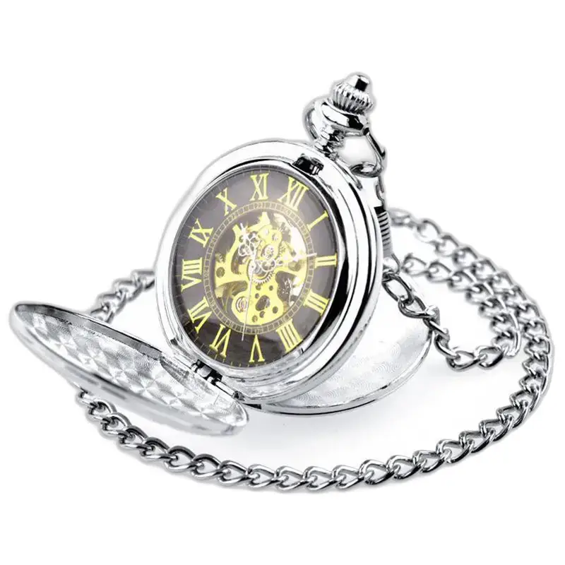 Montre à Gousset Femme Double Clapet Argent avec chaîne, élégante et mécanique
