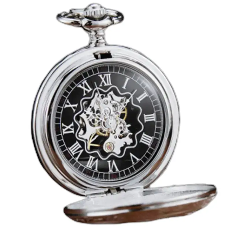 Montre à Gousset Geai Moqueur Argent avec engrenages visibles inspirée par Hunger Games