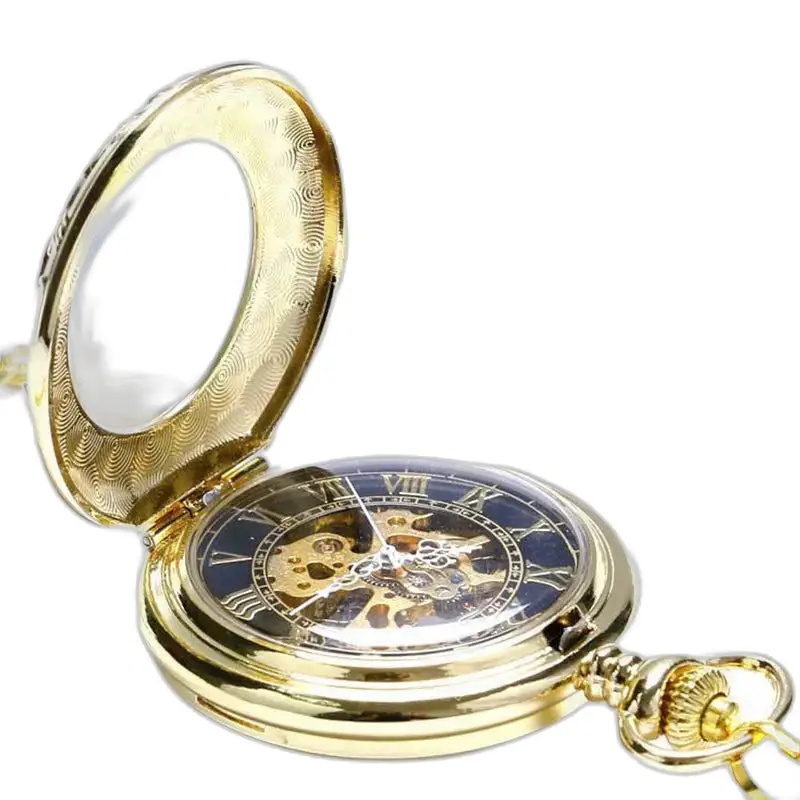 Montre à gousset Golden Charm Luxe Homme Femme avec cadran doré et design mécanique