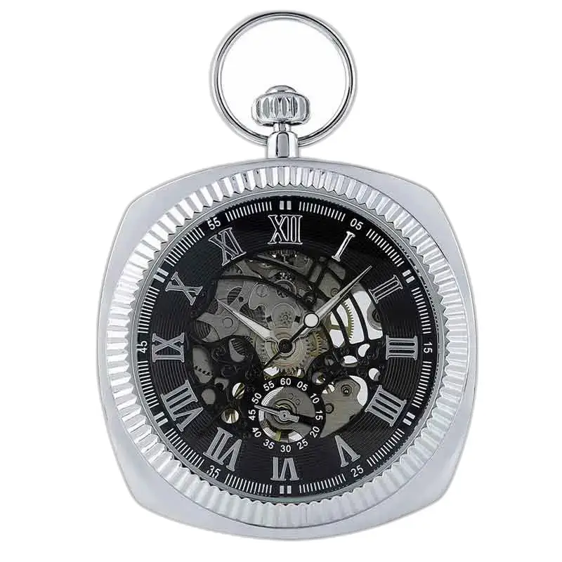 Montre à Gousset Homme Chic Argent, élégant gousset mécanique à remontage en argent
