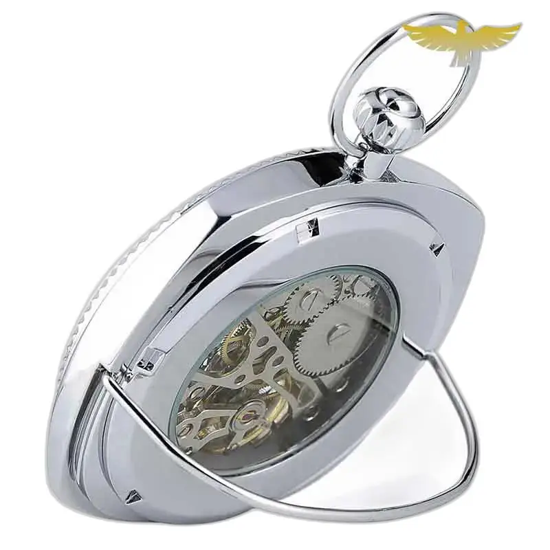 Montre à Gousset Homme Chic Argent, élégant gousset mécanique à remontage en argent