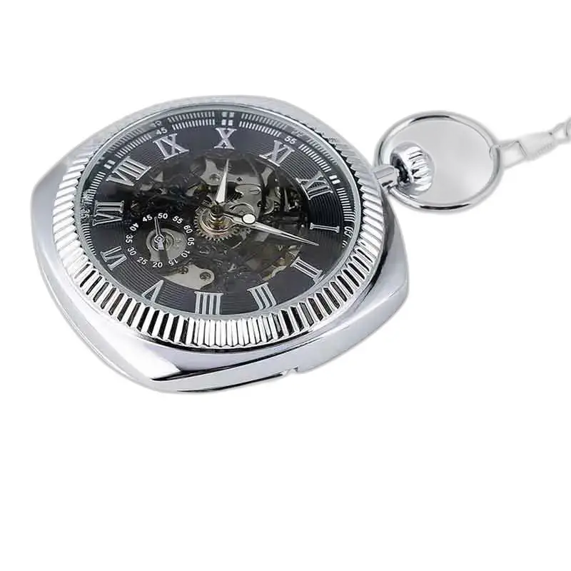 Montre à Gousset Homme Chic Argent avec mécanisme mécanique à remontage et design élégant