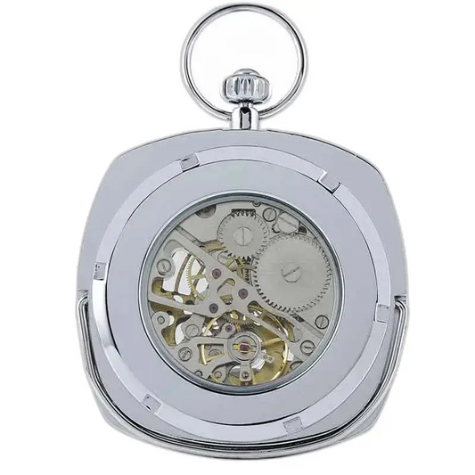 Montre à gousset Homme Chic Argent avec mécanisme à remontage visible