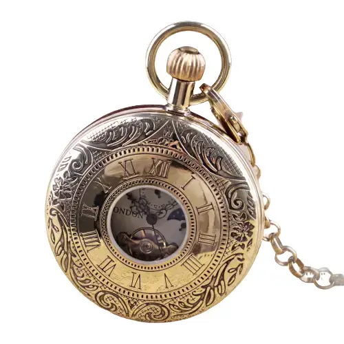 Montre à gousset Homme Luxe avec chiffres romains et mouvement mécanique élégant