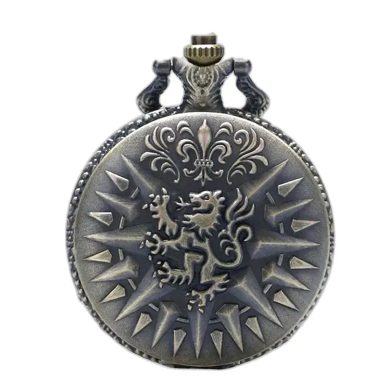 Montre à Gousset Lion D’or Game Of Thrones avec un design d’horloge antique ornée