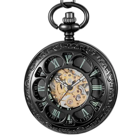 Montre à Gousset Lumineuse Evil Flower Vintage noire avec design unique et élégant