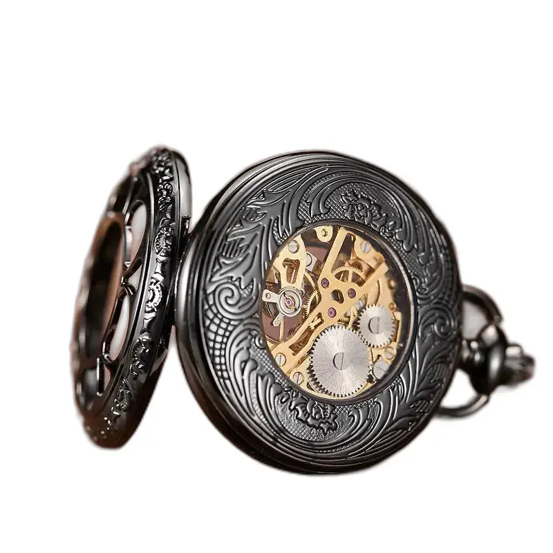 Montre à Gousset Lumineuse Evil Flower avec des rouages visibles et un design orné