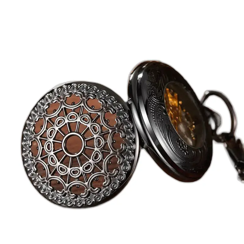 Montre à Gousset Lumineuse Evil Flower vintage avec un design noir orné