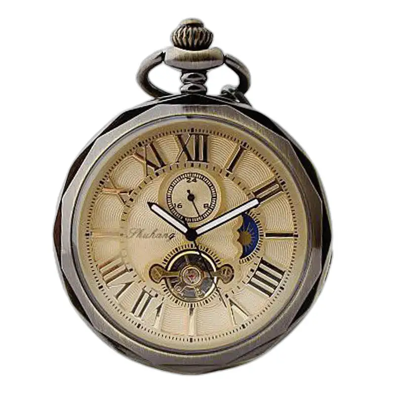 Montre à gousset Lune Luxe pour homme et femme avec phase lunaire antique
