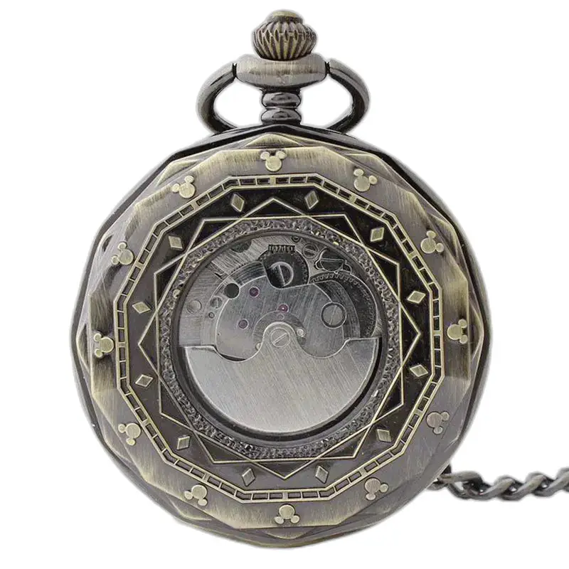 Montre à gousset Lune Luxe Homme Femme avec gears visibles et ton bronze
