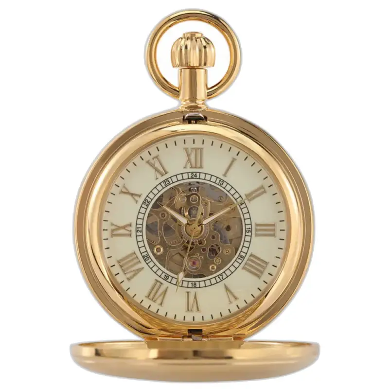 Montre à Gousset Luxe Bird Gold Garden avec cadran doré et ornements raffinés