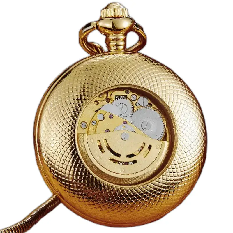 Montre à Gousset Luxe Classic Automatique dorée avec design mécanique élégant