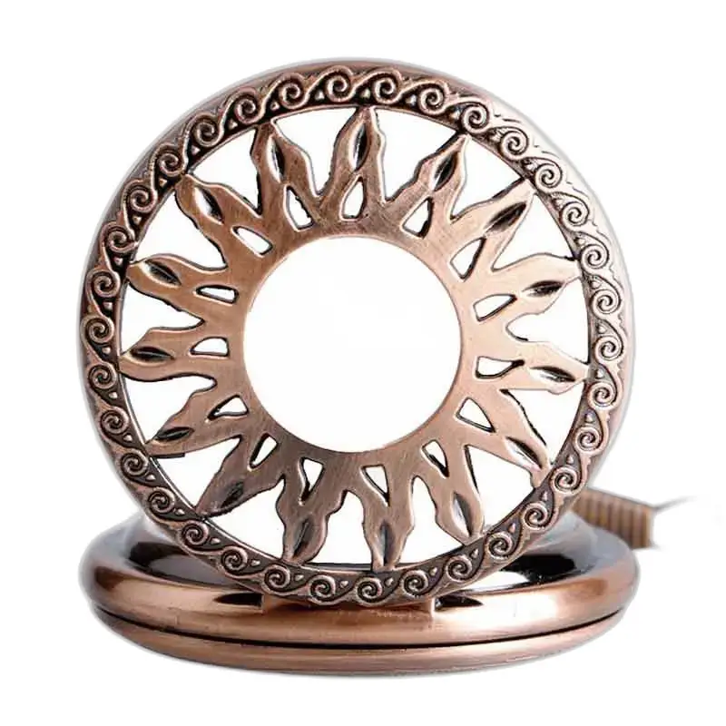 Montre à Gousset Luxe Cornaline avec boîtier en bronze orné et mécanisme visible