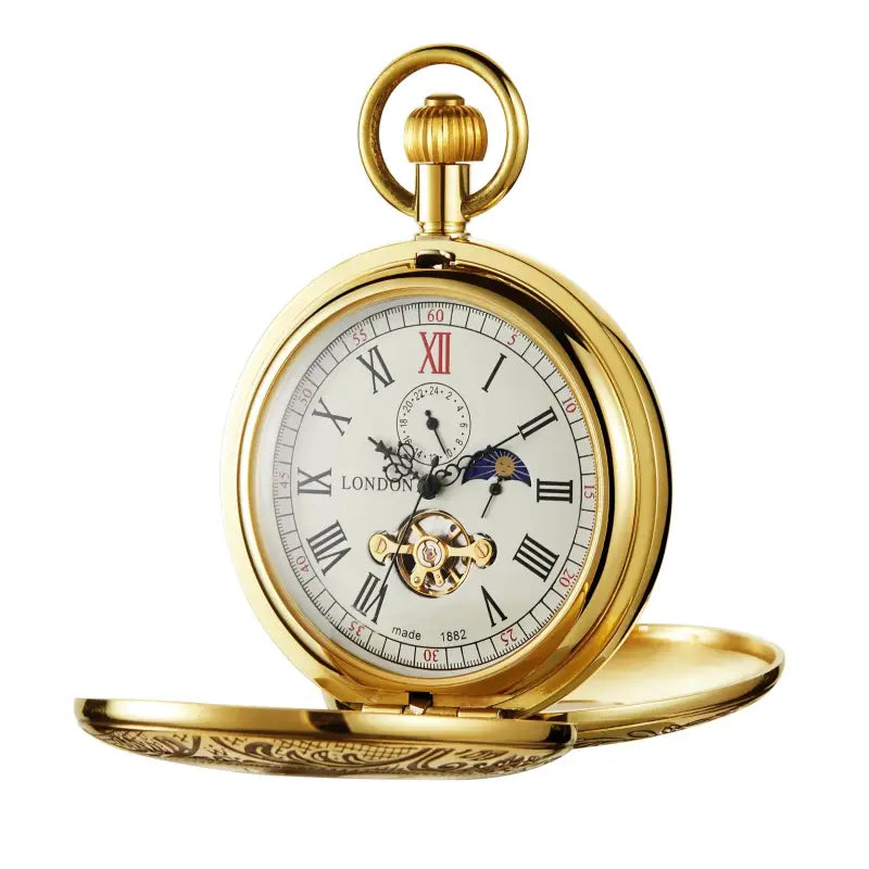 Montre à gousset Luxe Double Demi Chasseur avec chiffres romains dorés
