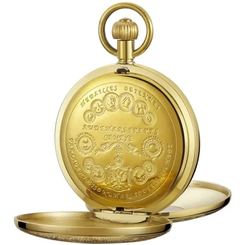 Montre à gousset Luxe Double Demi Chasseur en or avec gravures détaillées