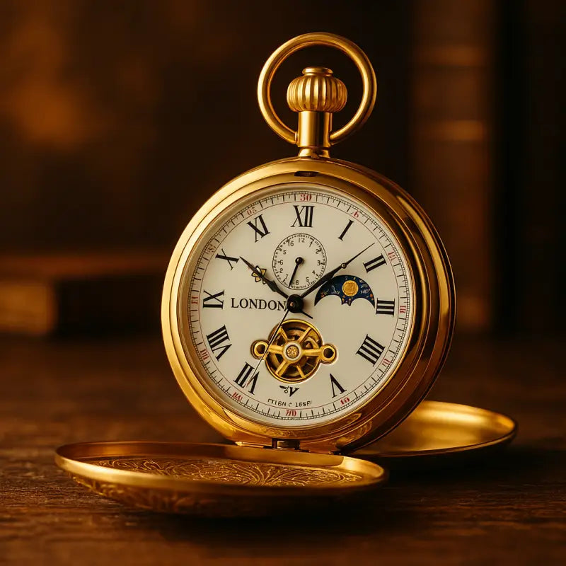 Montre à gousset Luxe Double Demi Chasseur avec chiffres romains et boîtier en or