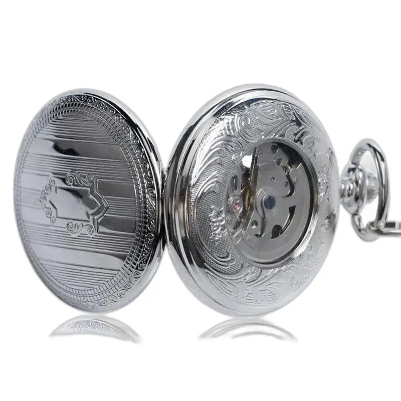 Montre à gousset Luxe Homme Mécanique Argent avec mouvement mécanique et détails raffinés