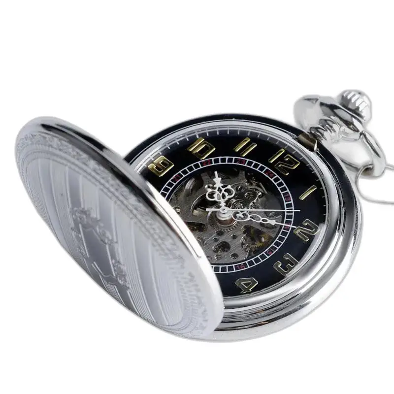 Montre à gousset Luxe Homme Mécanique Argent avec mouvement mécanique et remontage automatique