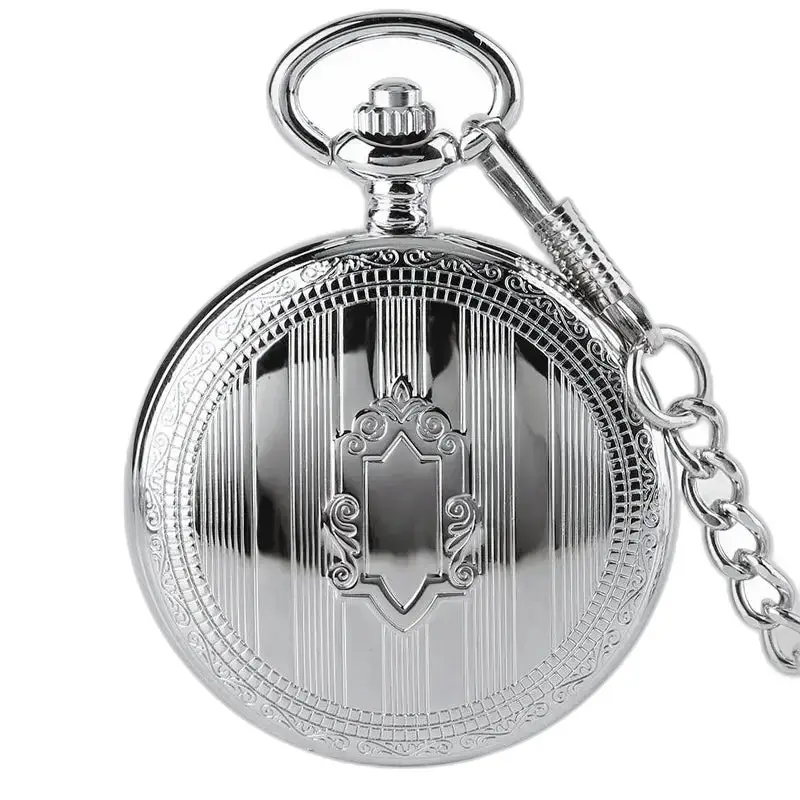 Montre à gousset Luxe Homme Mécanique Argent avec mouvement mécanique et chaîne