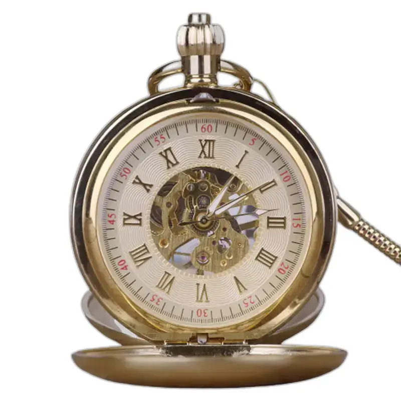 Montre à gousset luxe mécanique avec mouvement mécanique et chiffres romains en or