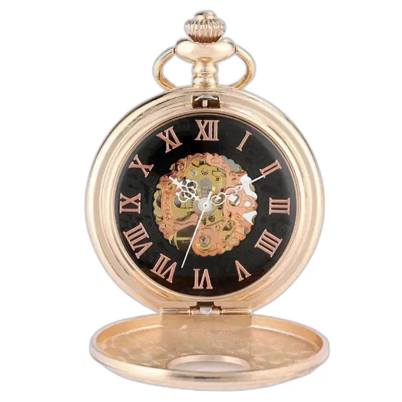 Montre à gousset luxe or rose avec index à chiffres romains élégante et sophistiquée