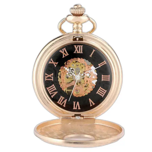 Montre à gousset luxe or rose avec index à chiffres romains élégante et sophistiquée