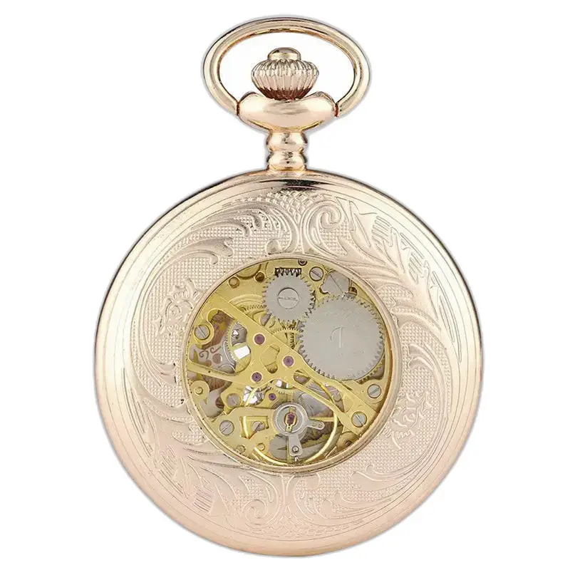 Montre à gousset Luxe Or Rose avec index à chiffres romains, élégance intemporelle
