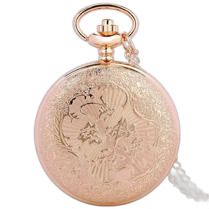 Montre à gousset luxe or rose avec design gravé et boîtier fleuri élégant