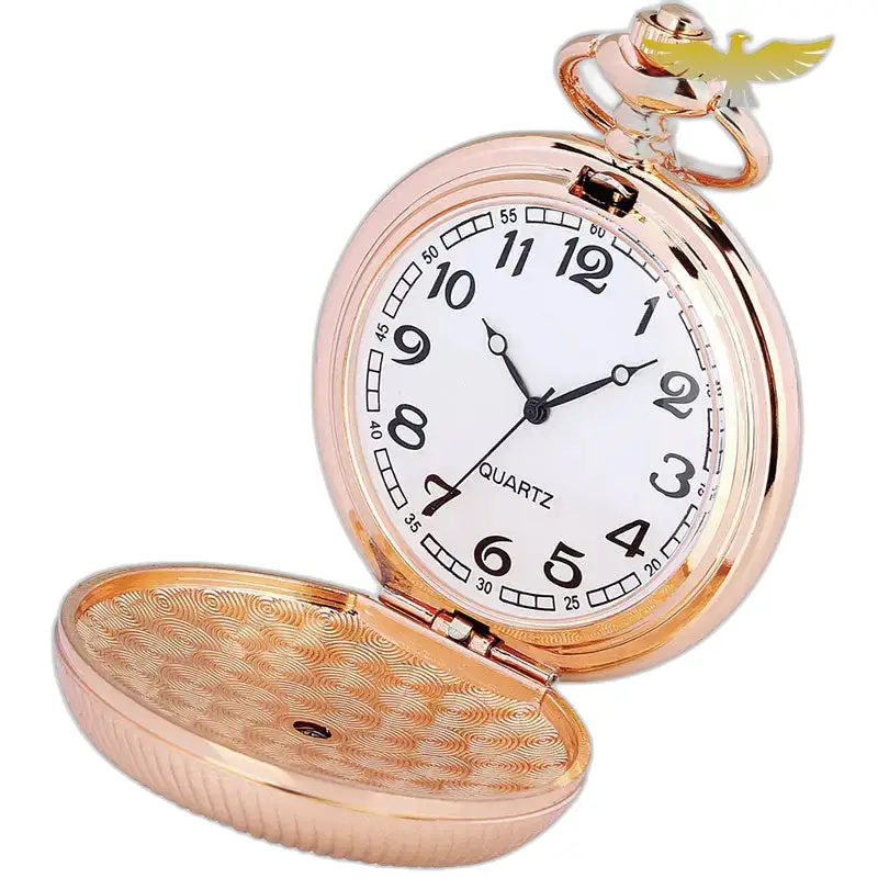 Montre à gousset Luxe Or Rose Femme Homme avec boîtier fleuri ouvert et élégant