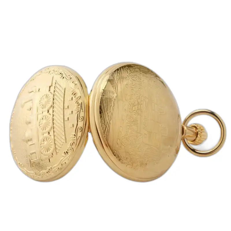 Montre à Gousset Luxe Poche Prestige Loco D’or avec designs gravés en or