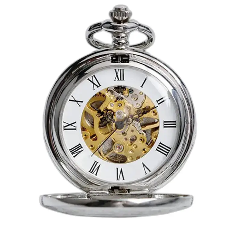 Montre à Gousset Luxe Vintage Mécanique avec mouvement mécanique argenté élégant
