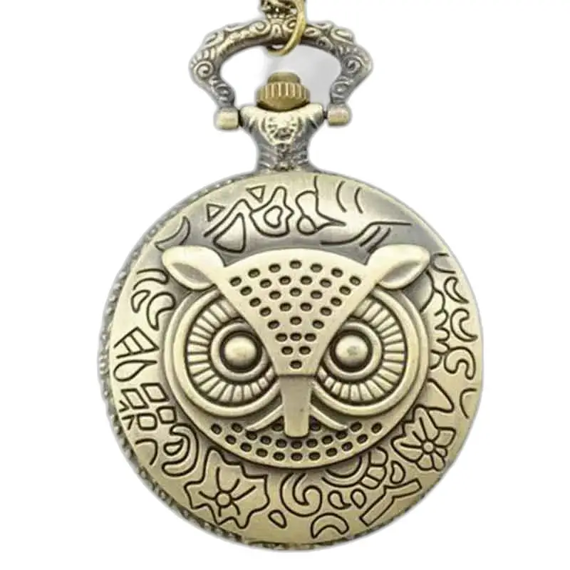 Montre à gousset Maître Hibou en bronze avec motif hibou élégant et tendance