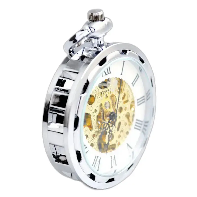Montre à Gousset Mécanique Argent Luxe, élégante gousset mécanique argent scintillante