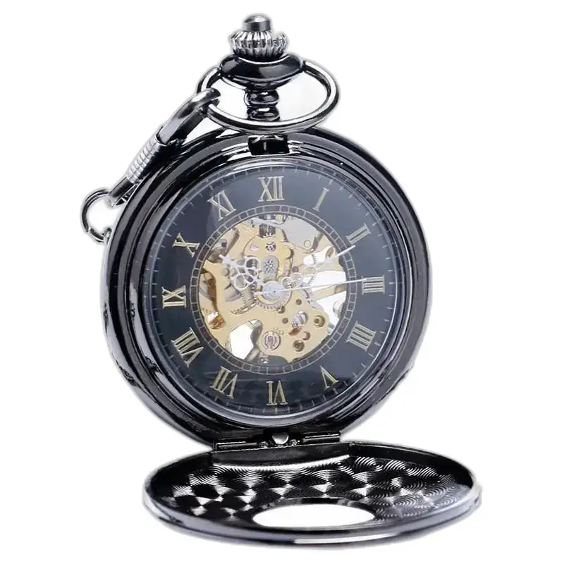 Montre à gousset Mécanique Black Metal Chic, élégante et moderne en black metal