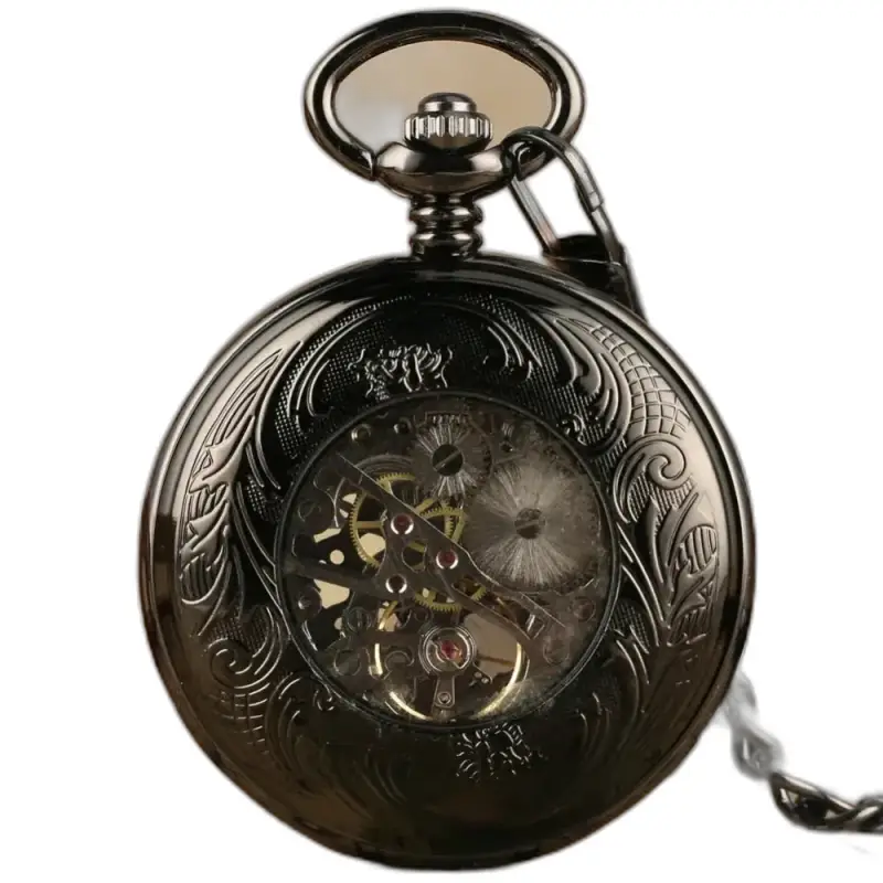Montre à Gousset Mécanique Blue Venom Homme avec un boîtier noir élégant