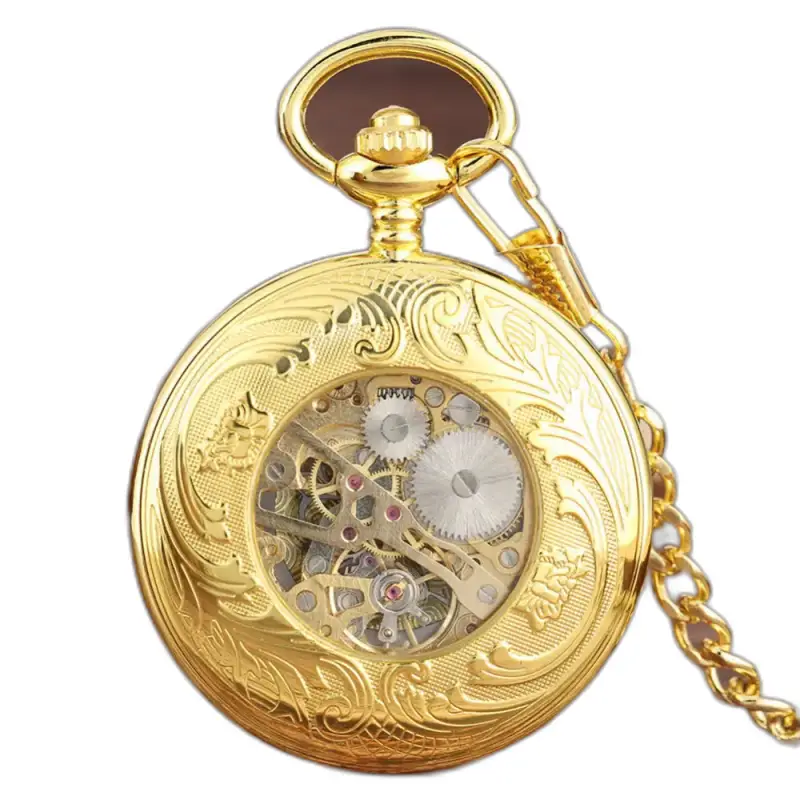 Montre à gousset Mécanique Bronze Héritage avec détails en or et mécanisme visible