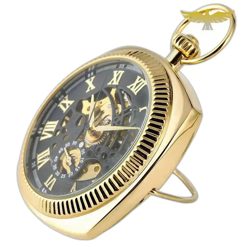 Montre à gousset mécanique cadran ouvert chic luxe avec un design doré élégant
