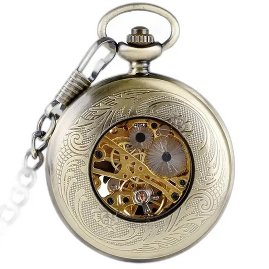 Montre à gousset mécanique chic avec remontage manuel, élégance intemporelle