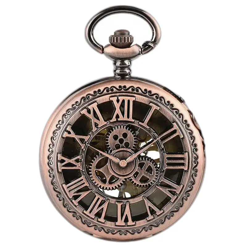 Montre à gousset Mécanique Cuivre Style Steampunk avec design orné en bronze