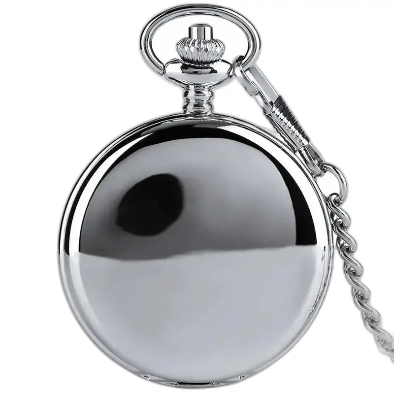 Montre à gousset Mécanique Double Clapet Argent en argent brillant avec chaîne
