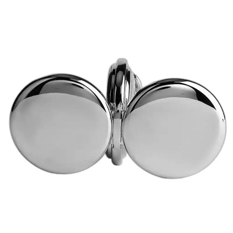 Coffret de boutons de manchette en métal brillant pour Montre à Gousset Mécanique Double Clapet Argent