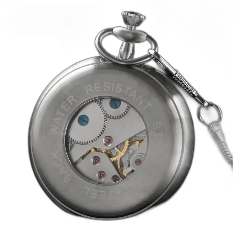 Montre à gousset Mécanique Gold Vintage avec mécanisme visible en argent