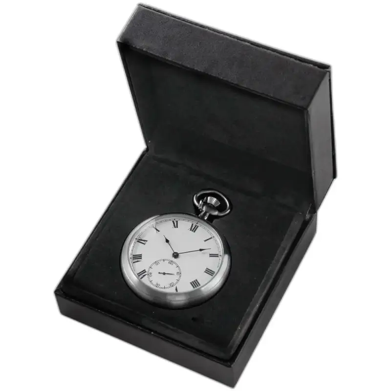 Montre à gousset Mécanique Gold Vintage avec montre en argent dans une boîte noire