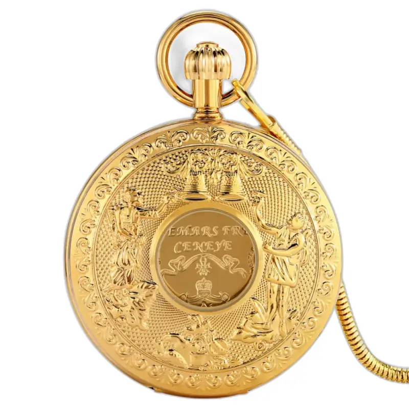 Montre à gousset Mécanique Golden Bell Luxe en or ornée, idéale pour les amateurs